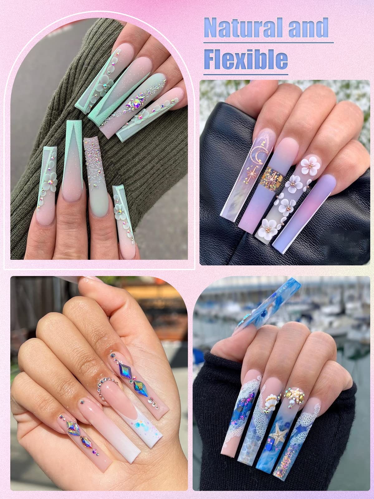504Pcs Clear Square Nail Tips for Acrylic Nails, 3XL No Curve Full Cover