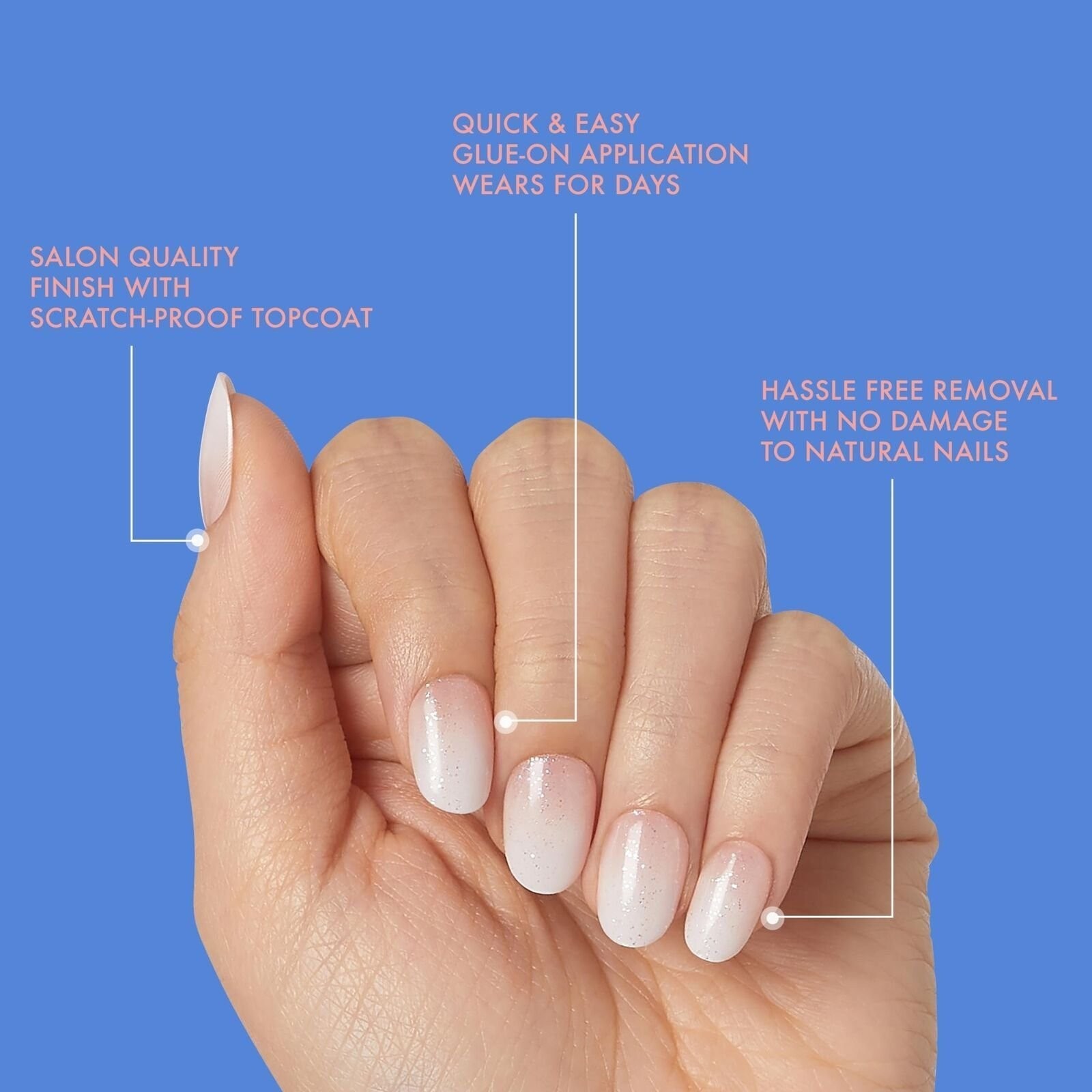 KISS Gel Fantasy Dreamdust, Press-On Nails, Nail glue included, Diamonds 4…