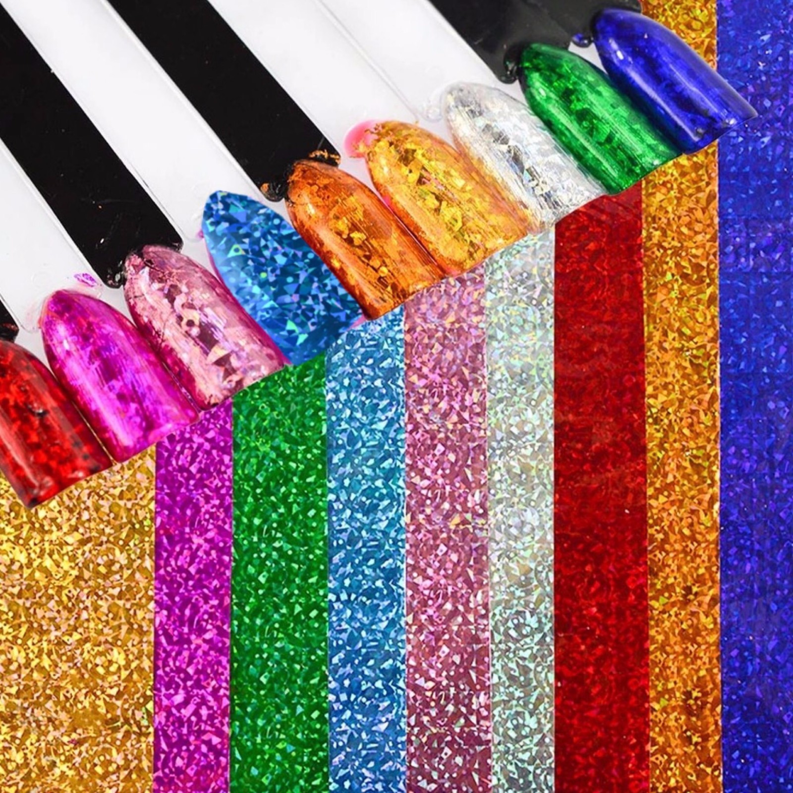 HOLOGRAPHIC Transfer Foils Starry NAIL LASER FOIL 9 Colours NAILS Stickers Paper