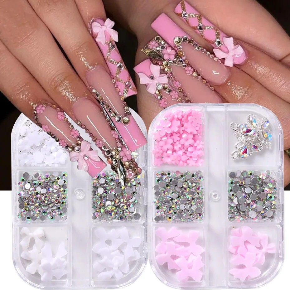 3DNail Charm Flower Nail Art Stickers Decals DIY Art Jewelry Nail Decoration