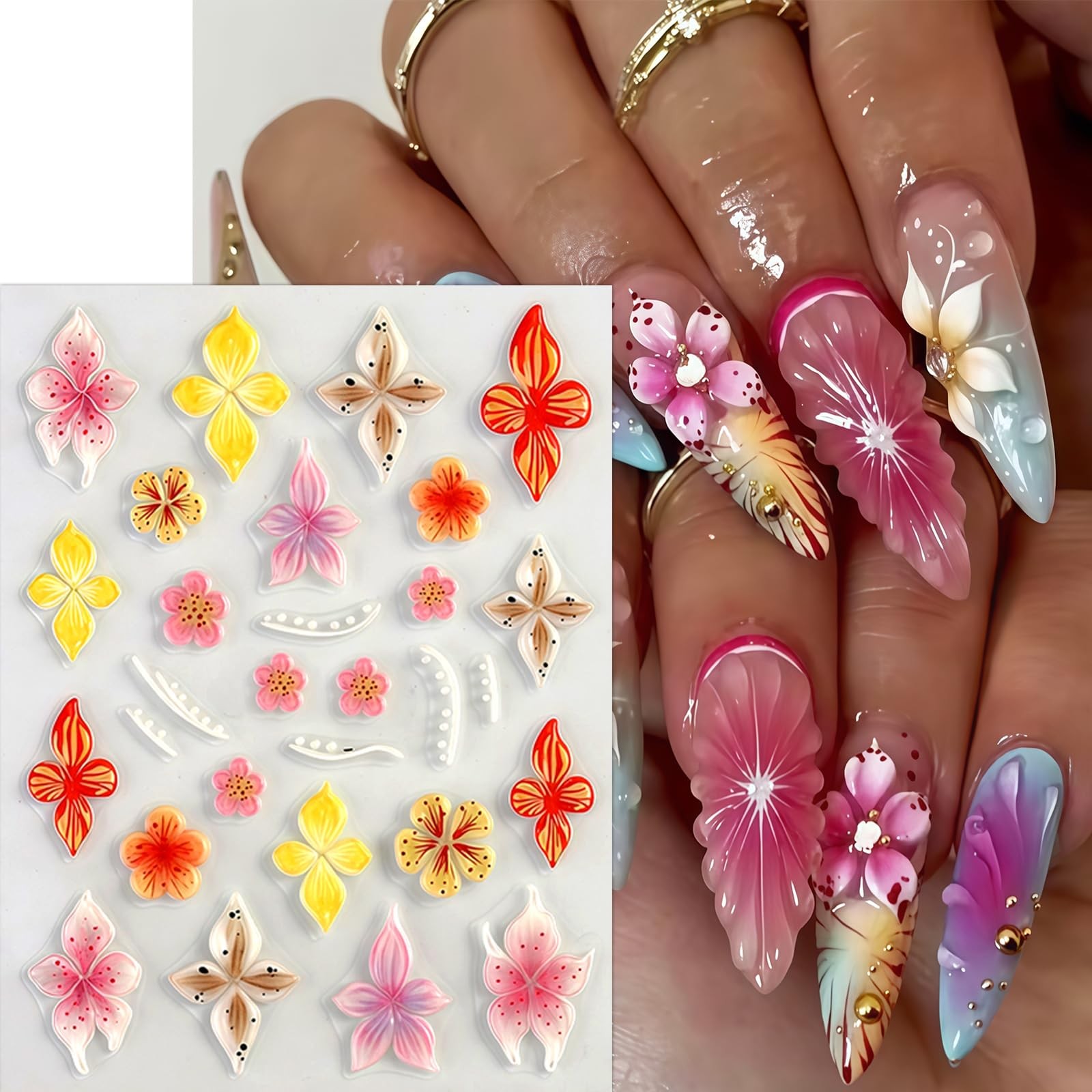 CnSybaris Hawaiian Flower 4 Sheets Nail Stickers