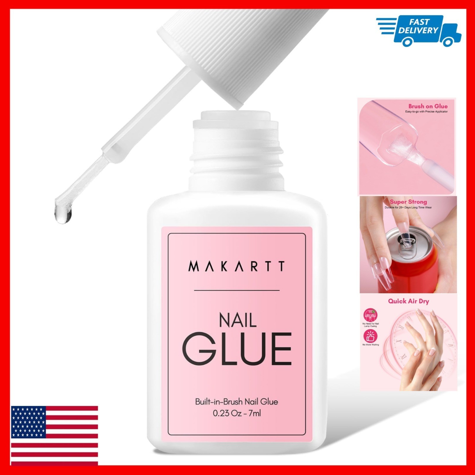 Makartt Super Strong Brush On Nail Glue for Press-On Nails, 7 ML