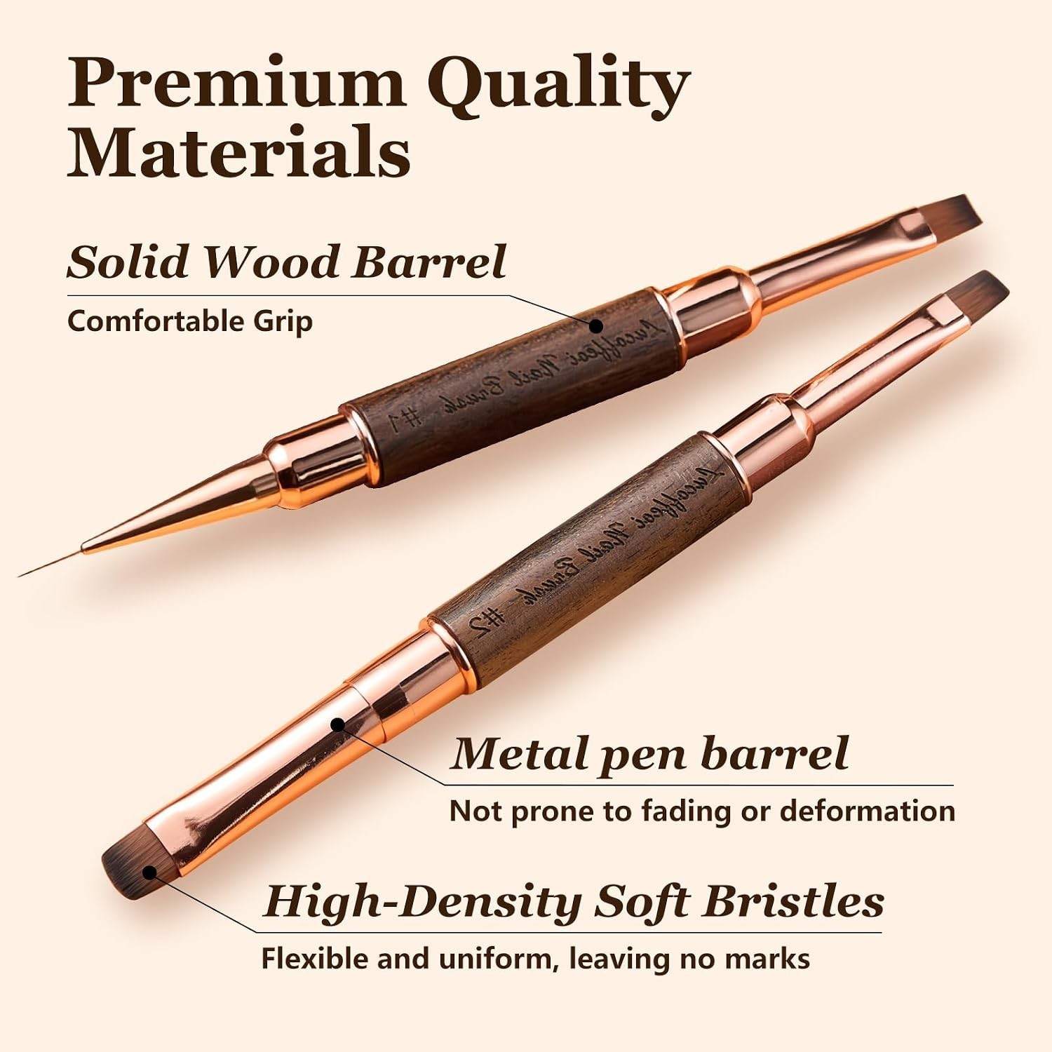 Nail Brushes Set for Builder Gel & Polygel, 2-Pack Double-Ended with Wooden H…