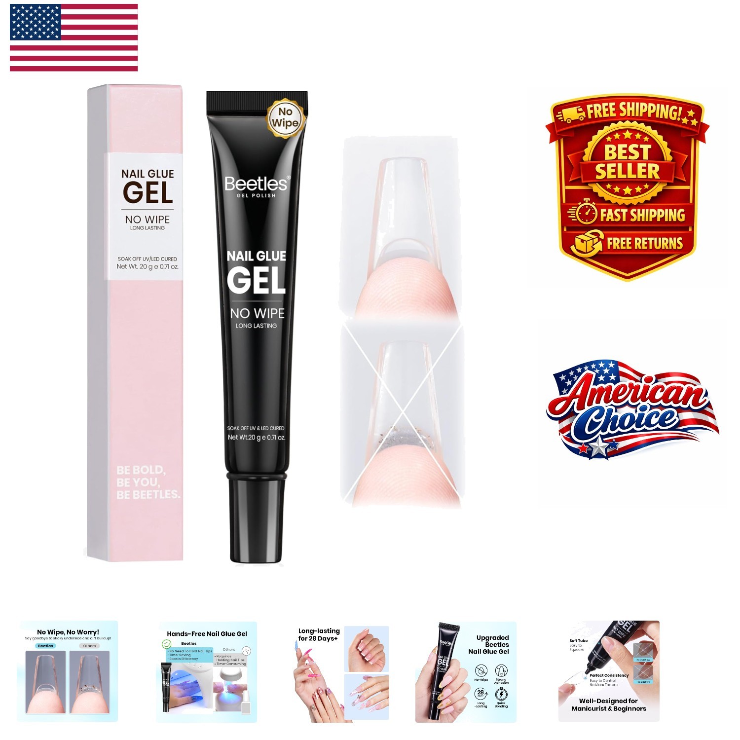 Beetles 20g Nail Glue Gel – Multi-Purpose, Cleaner Formula for All Nail Types
