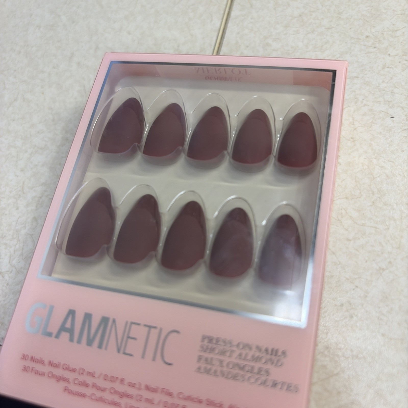 Glamnetic Press On Nails, Short Almond, Merlot, NIB