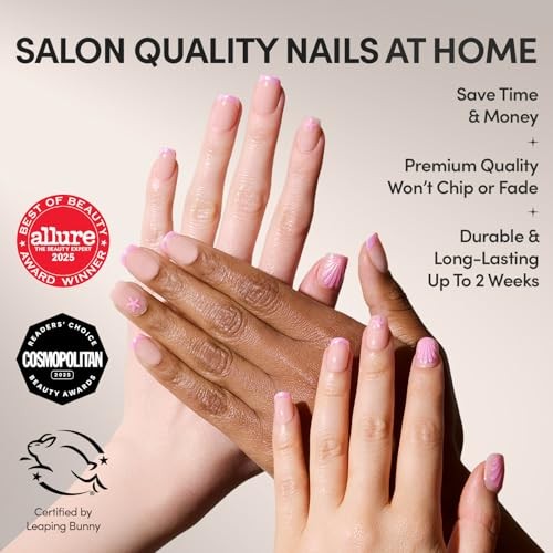 Press On Nails – Blush Dunes | Short Squoval Fake Nails with 6 – Blush Dunes