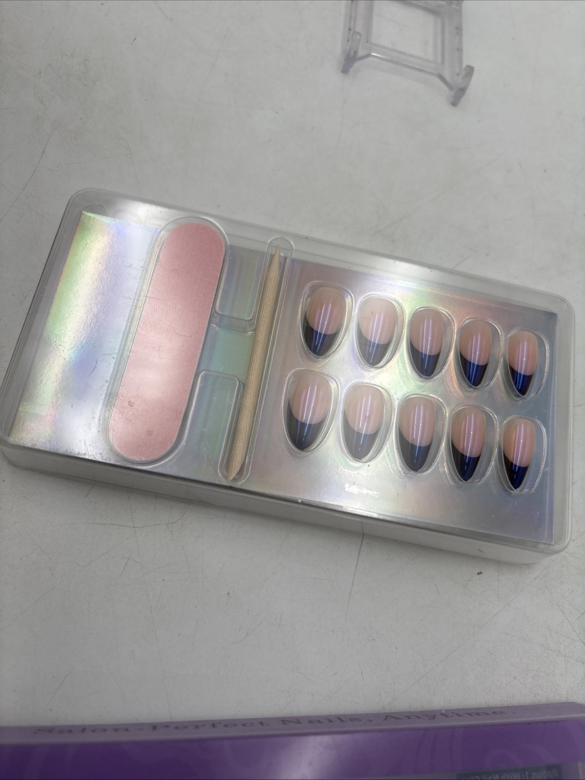 Herlight Reusable Press-On Nails 32 Piece Set Glue Alcohol Pad Pick Sanding Pad