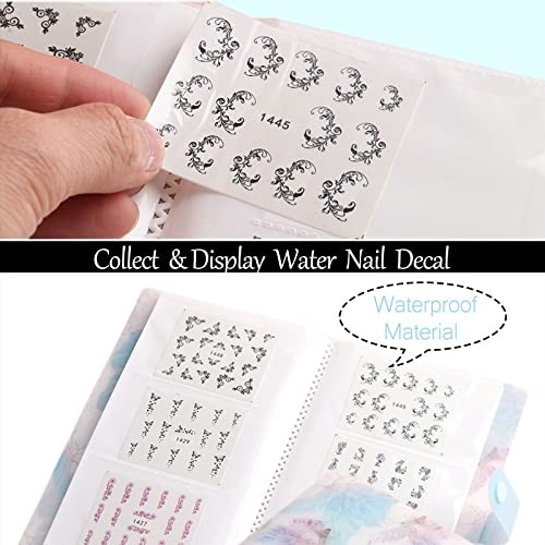 4 PCS Nail Art Sticker Storage Book Artistic Decals Collection Organizer Plants