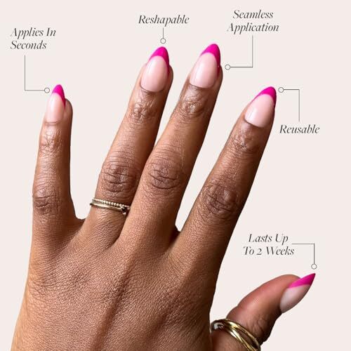 Press On Nails – Raspberry Sorbet | Semi-Transparent Magenta Dark Pink French
