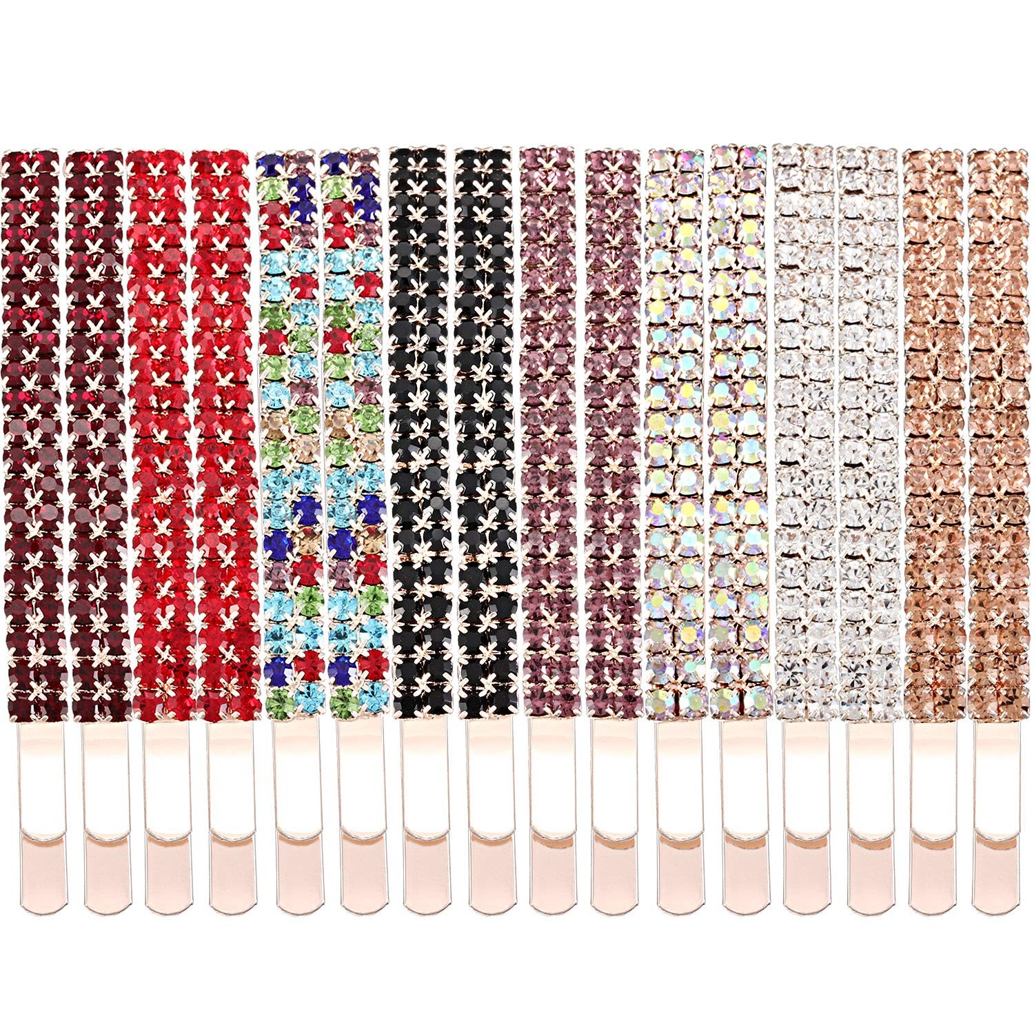 Yaomiao 16 Pieces Rhinestone Bobby Pins 16 Count (Pack of 1), Multi Color