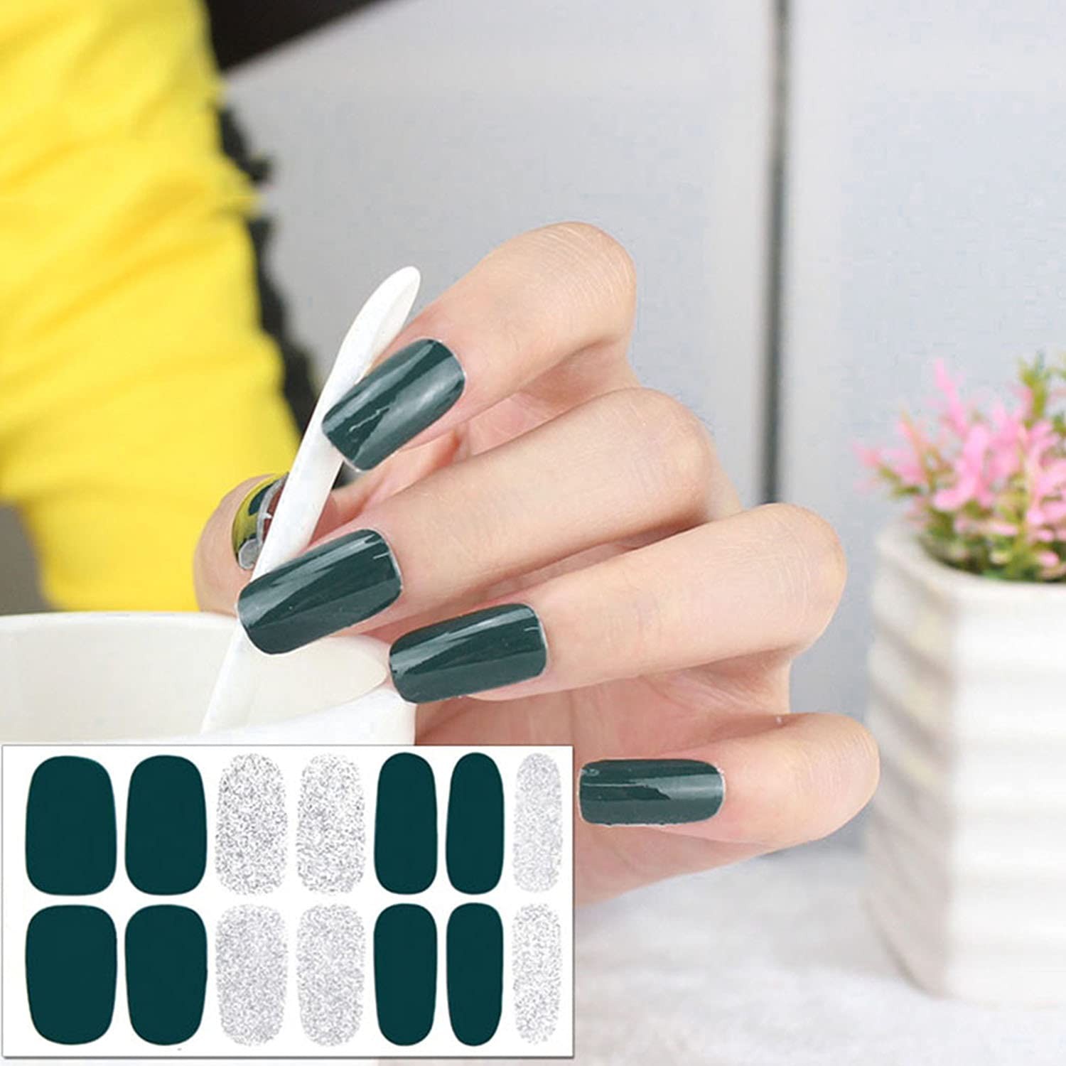 20 Sheets Nail Polish Strips Set 10pcs Solid Color Nail Strips and 10pcs Glit…