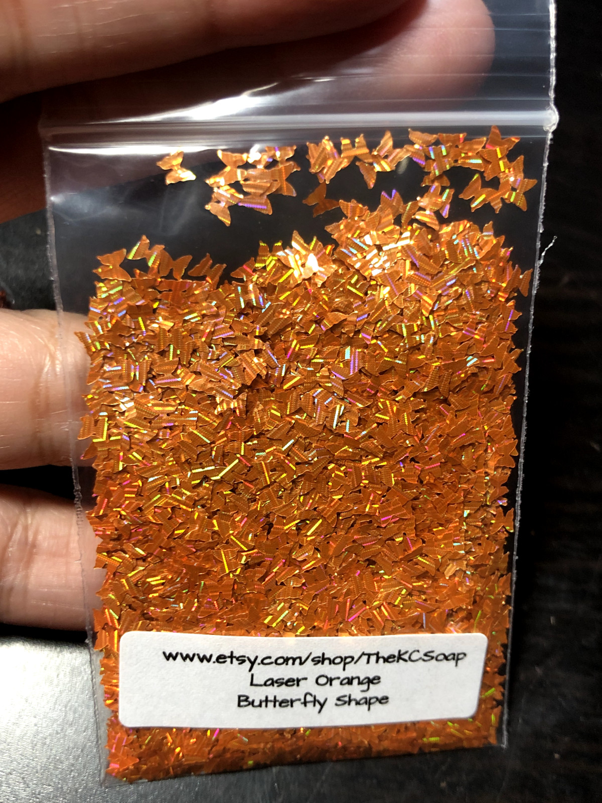 1 TBSP Solvent Resistant LASER ORANGE Butterfly Shape Glitter Epoxy US Seller