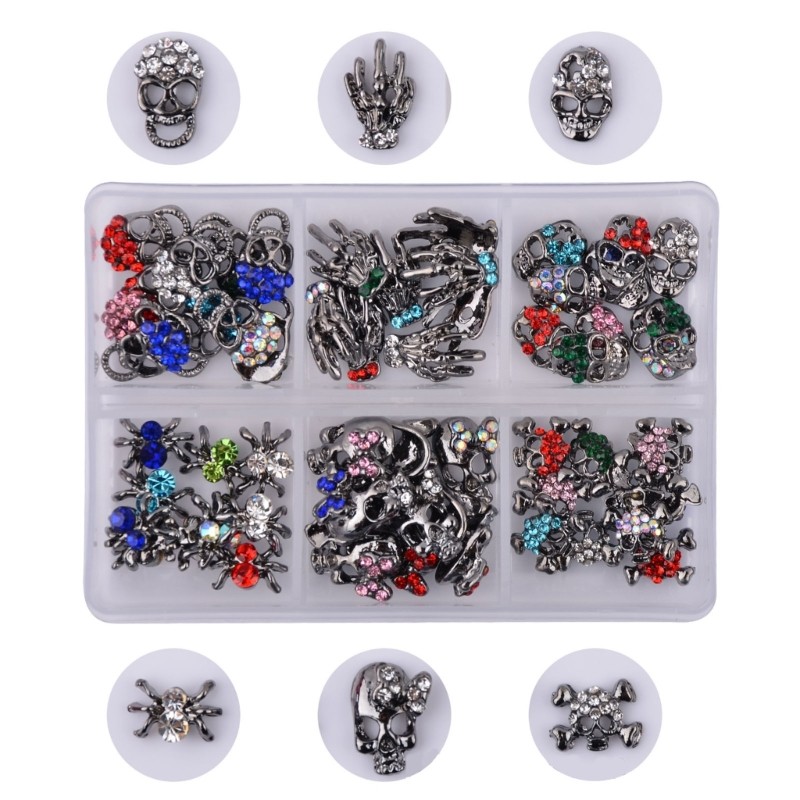 3D Halloween Nail Art Charms Alloy Nail Decoration Vintage Skeleton Bead