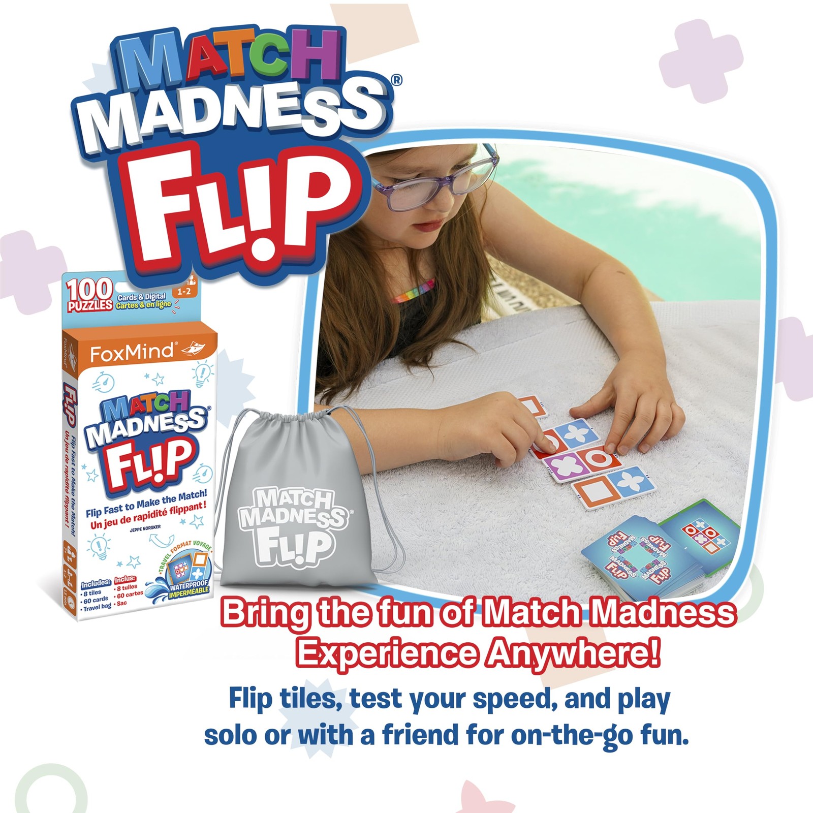 Foxmind Games: Match Madness Flip – Travel Sized Pattern Compact, Multicolor