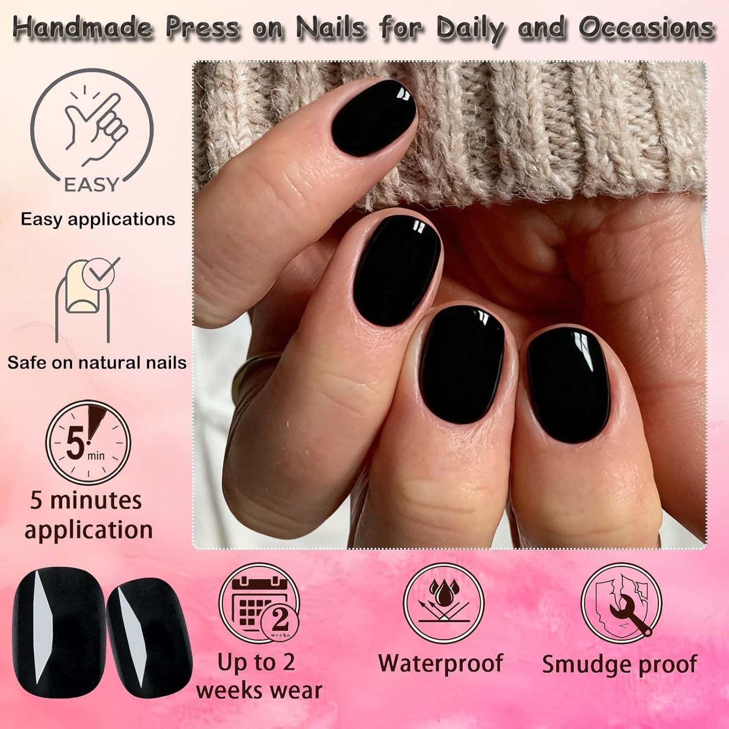 576Pc round Square Press on Nails Short Fake Nails, XS Short Press on Nails Squo