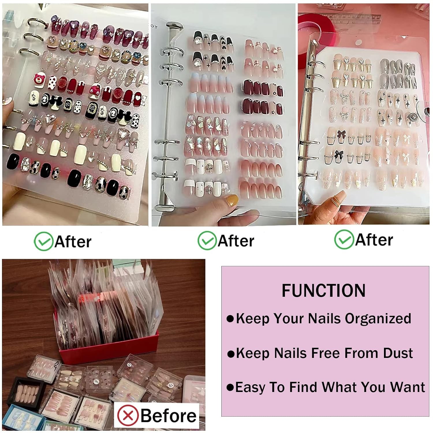 Press On Nail Organizer 10 PCS Clear Empty Press On Nail Storage Press On Nai…