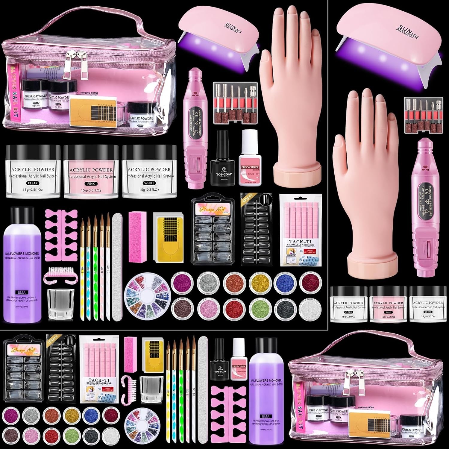 Acrylic Nail Set Professional Powder Drill Liquid Starter Kits Gift Bag Women