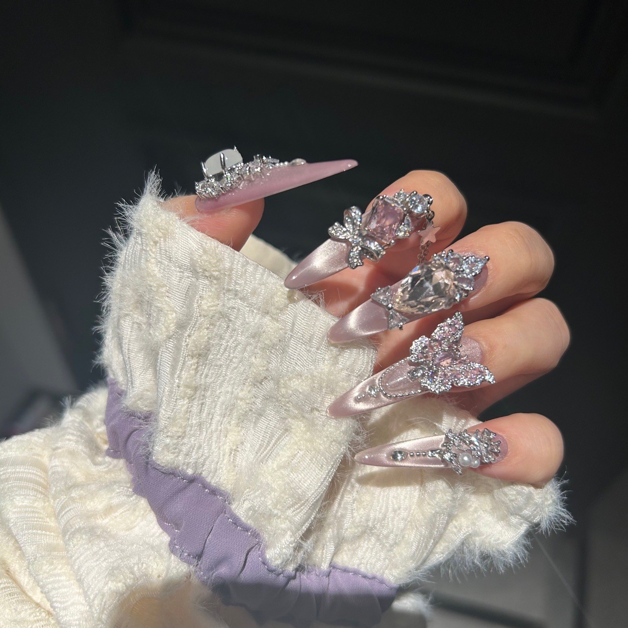 Handmade Press On Nails Dongzhou Crystal Luxury Zircon Nail Art Wholesale
