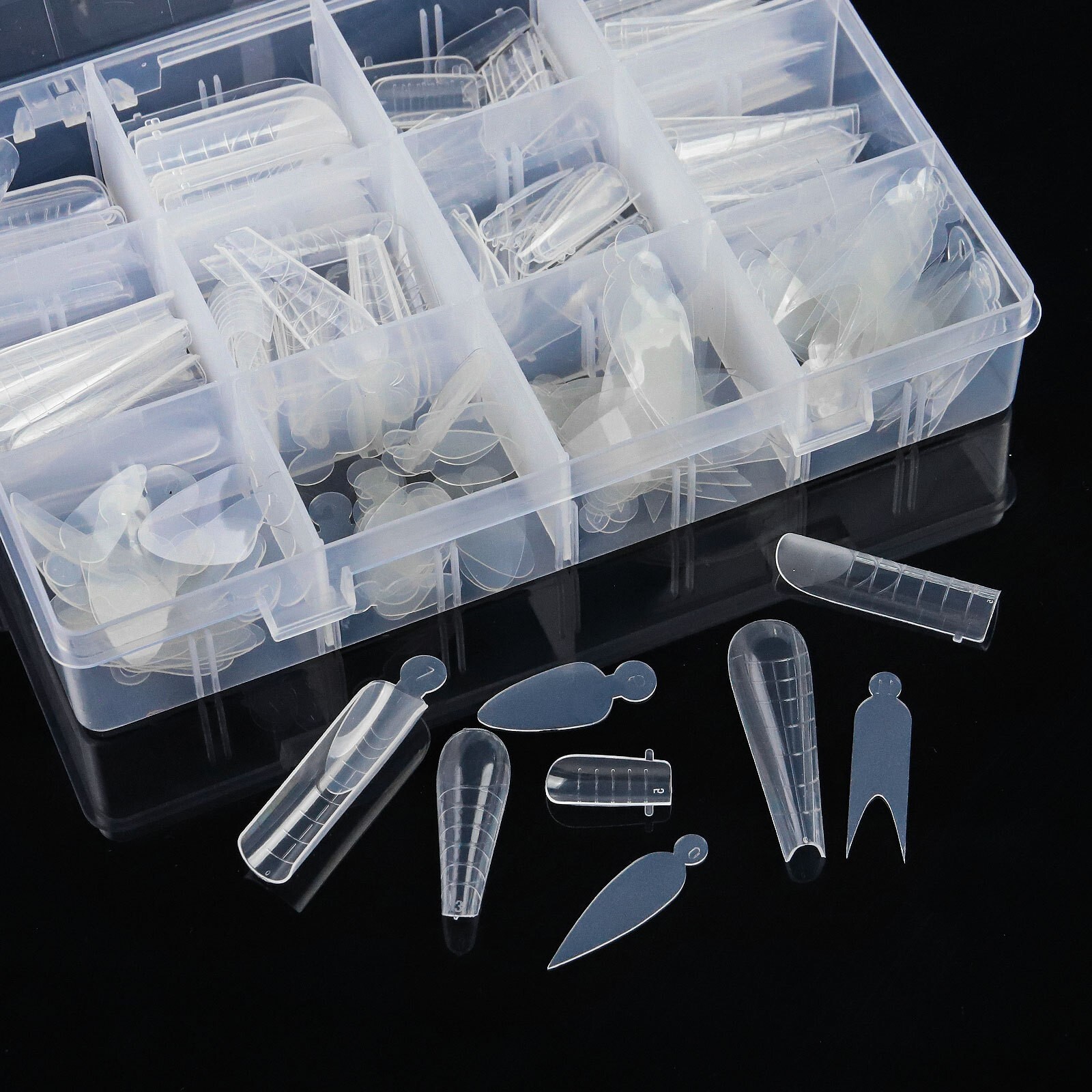 288Pcs/Box Poly Nail Gel Extension Mold Tips Nail Art Dual Quick Building Forms