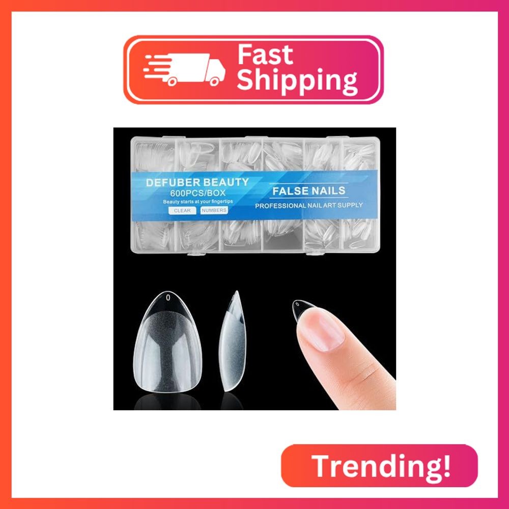Half Matte Short Almond Fake Nail Tips, Soft Gel Pre-Shaped Nail Tips, Full Cove