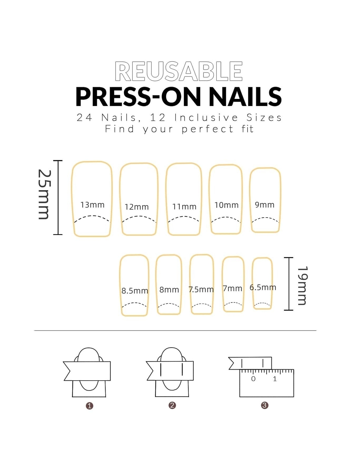24pcs/set Square French Metal Butterfly Design Fake Nails False Nails Press On