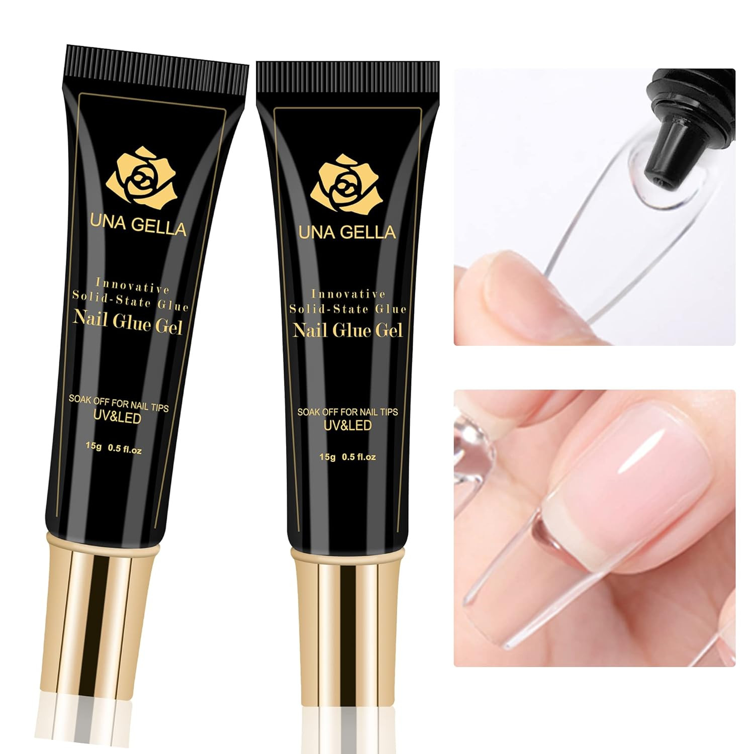 Solid Gel Nail Glue Strong 15G*2Pcs Set U V/LED Nail Glue Gel Lamp Required Fals
