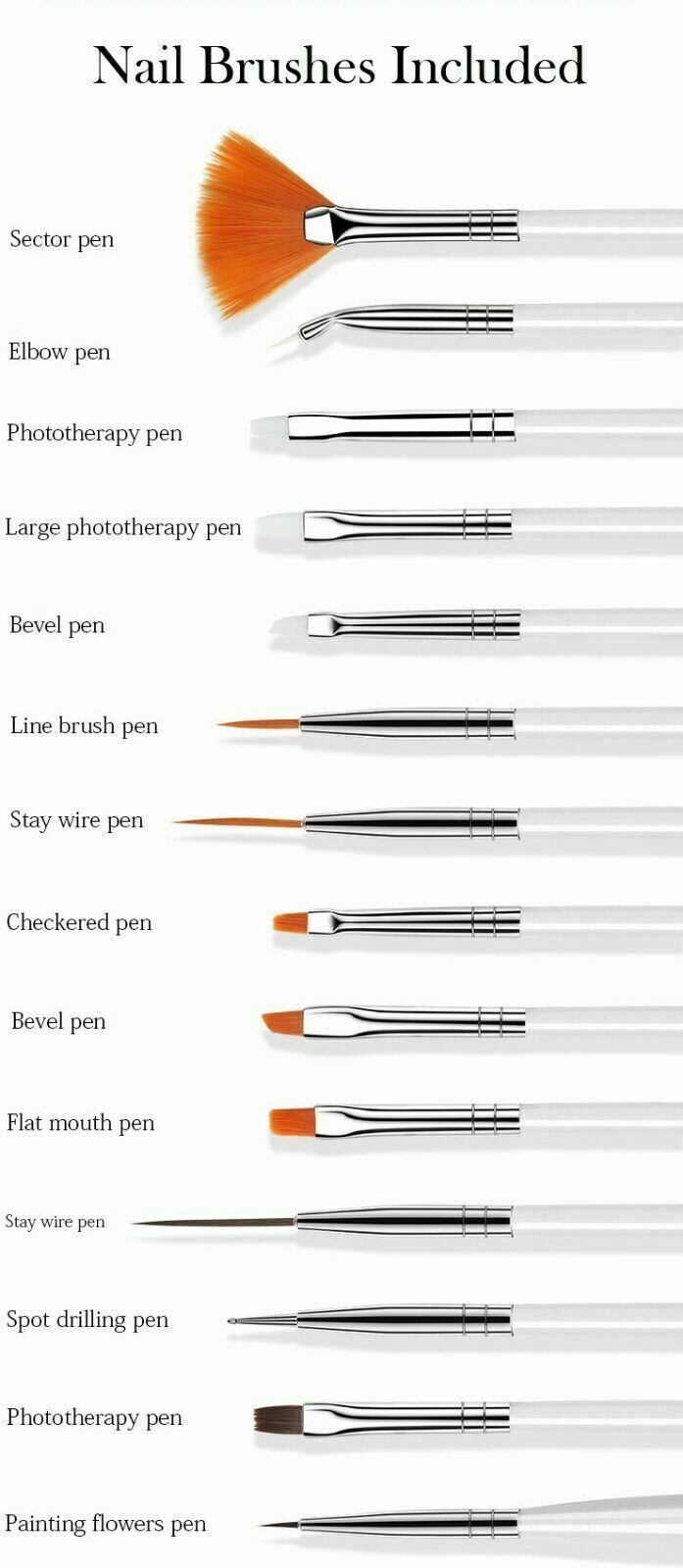 Brush Gel Nail Polish Art Set Dotting Painting Drawing Brushes Pen Tools 20pcs.