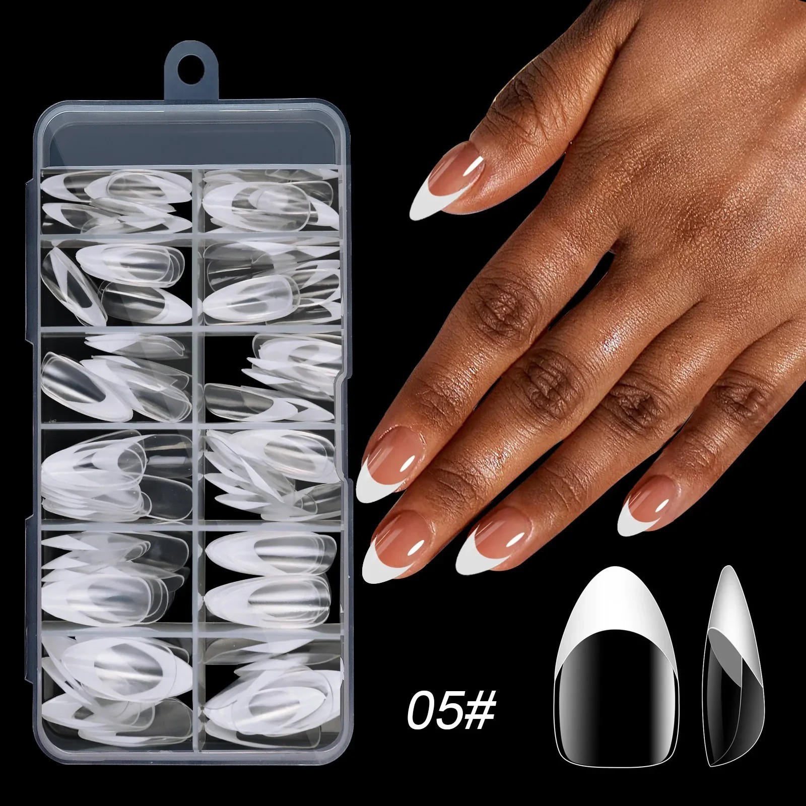 120PCS French Acrylic False Nails Medium Square Full Cover Press On Nail Tips