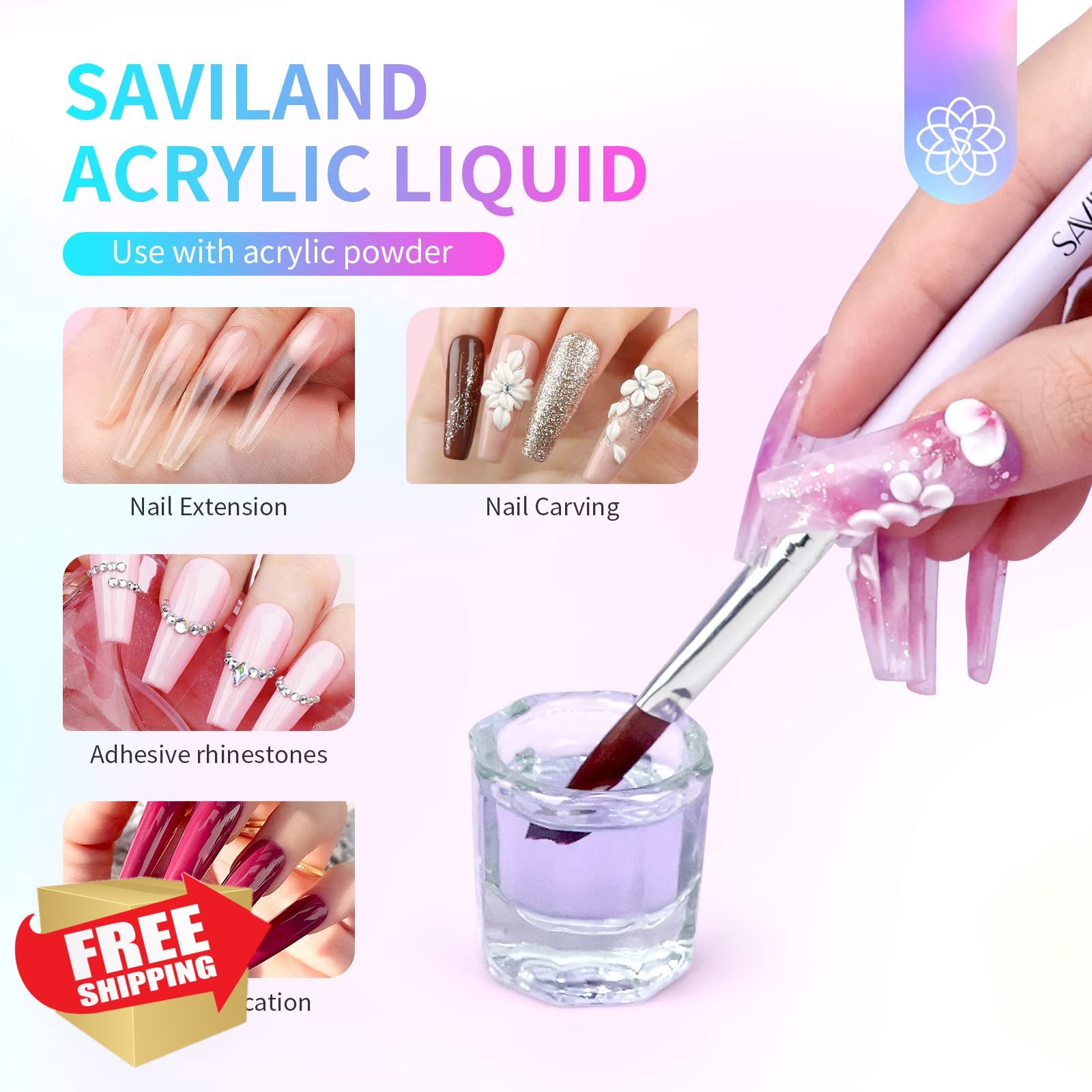 SAVILAND 4.06 oz Monomer Acrylic Nail Liquid – 120ml Acrylic Liquid for Acryl…