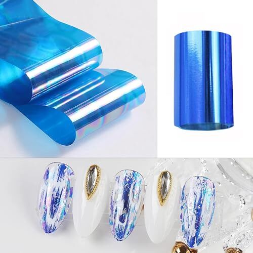 10 Rolls Mix-Design Blue Nail Foils Nail Art Transfer Foils Blue Series