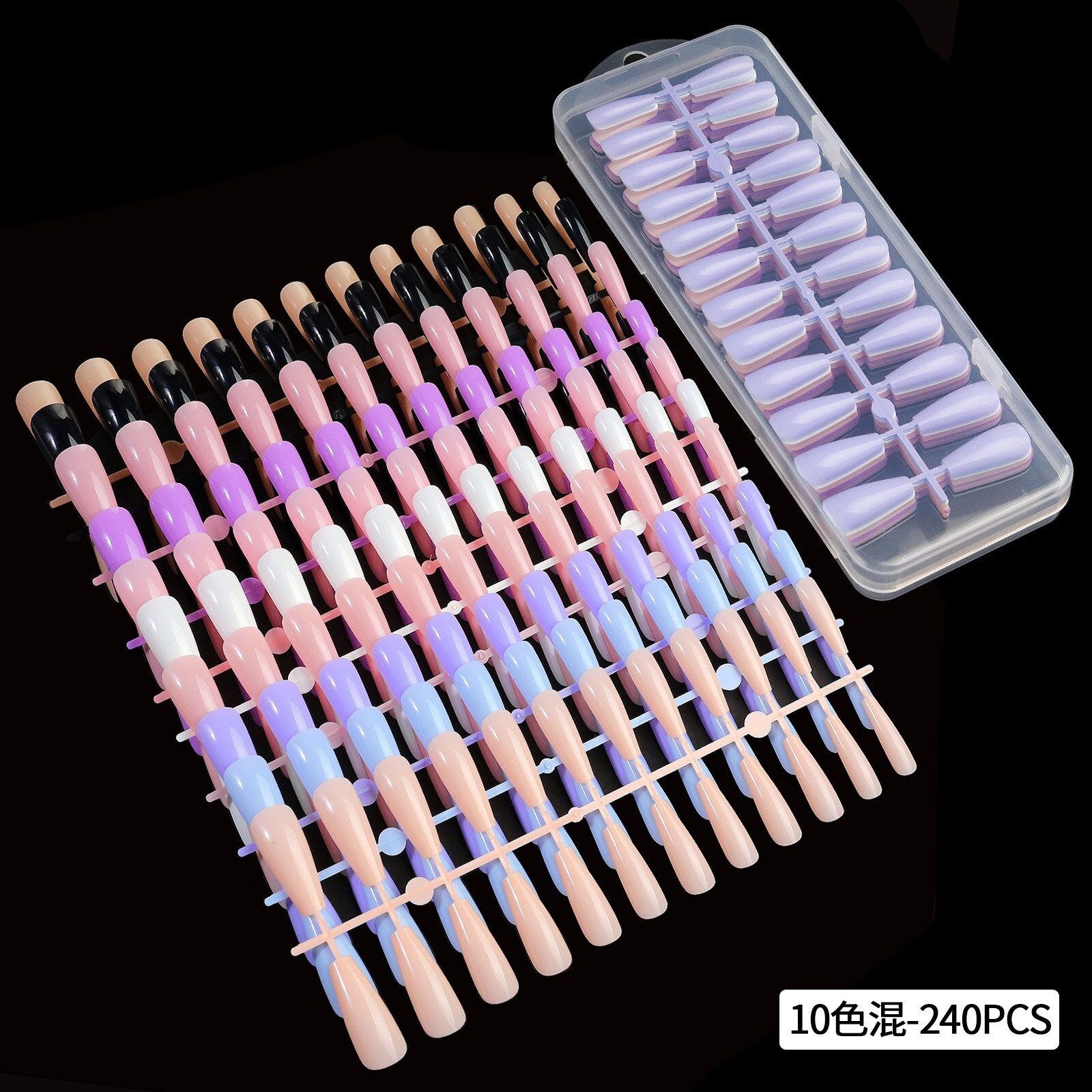 240pcs Multi-Color False Fake Long Ballerina Nail Art Tips With Box Set DIY