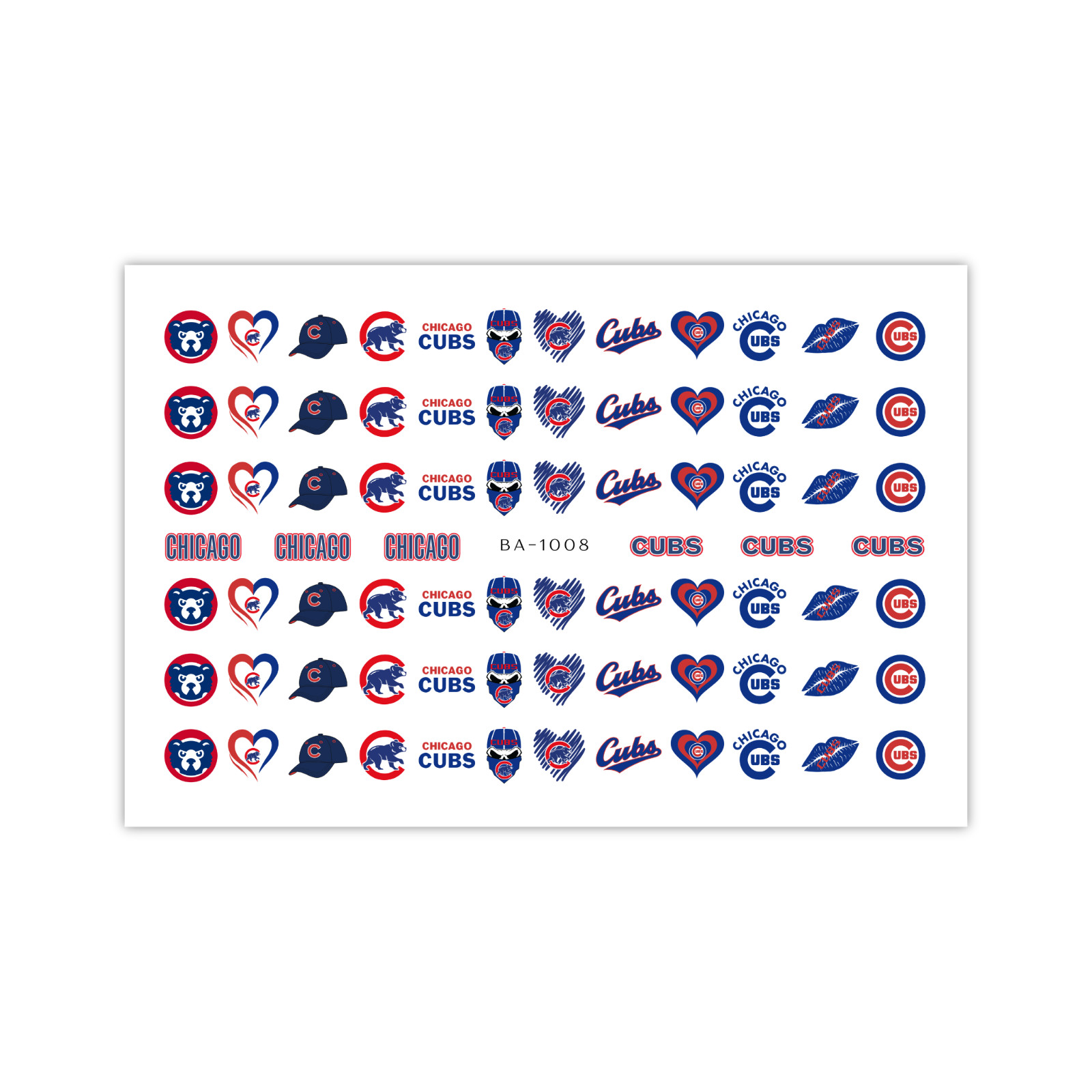 Chicago Cubs Baseball Nail Decals Water Transfer Clear Overlay Nail Art
