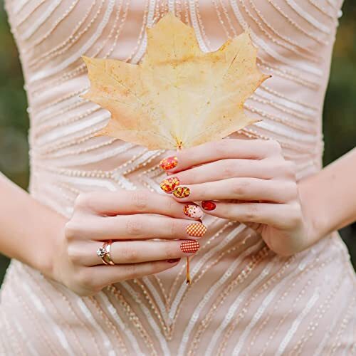 12 Sheets Fall Nail Wraps Stickers Autumn Nail Polish Strips Self-Adhesive