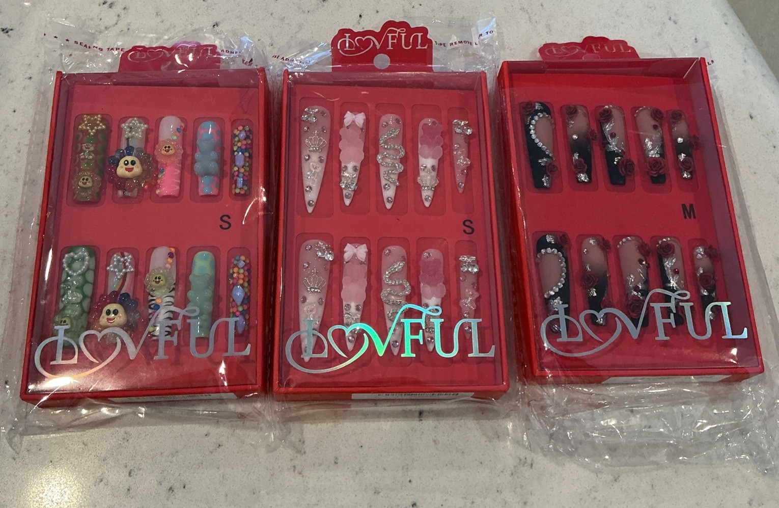 3-Pack 3D Nail Set Design Size Small & Medium