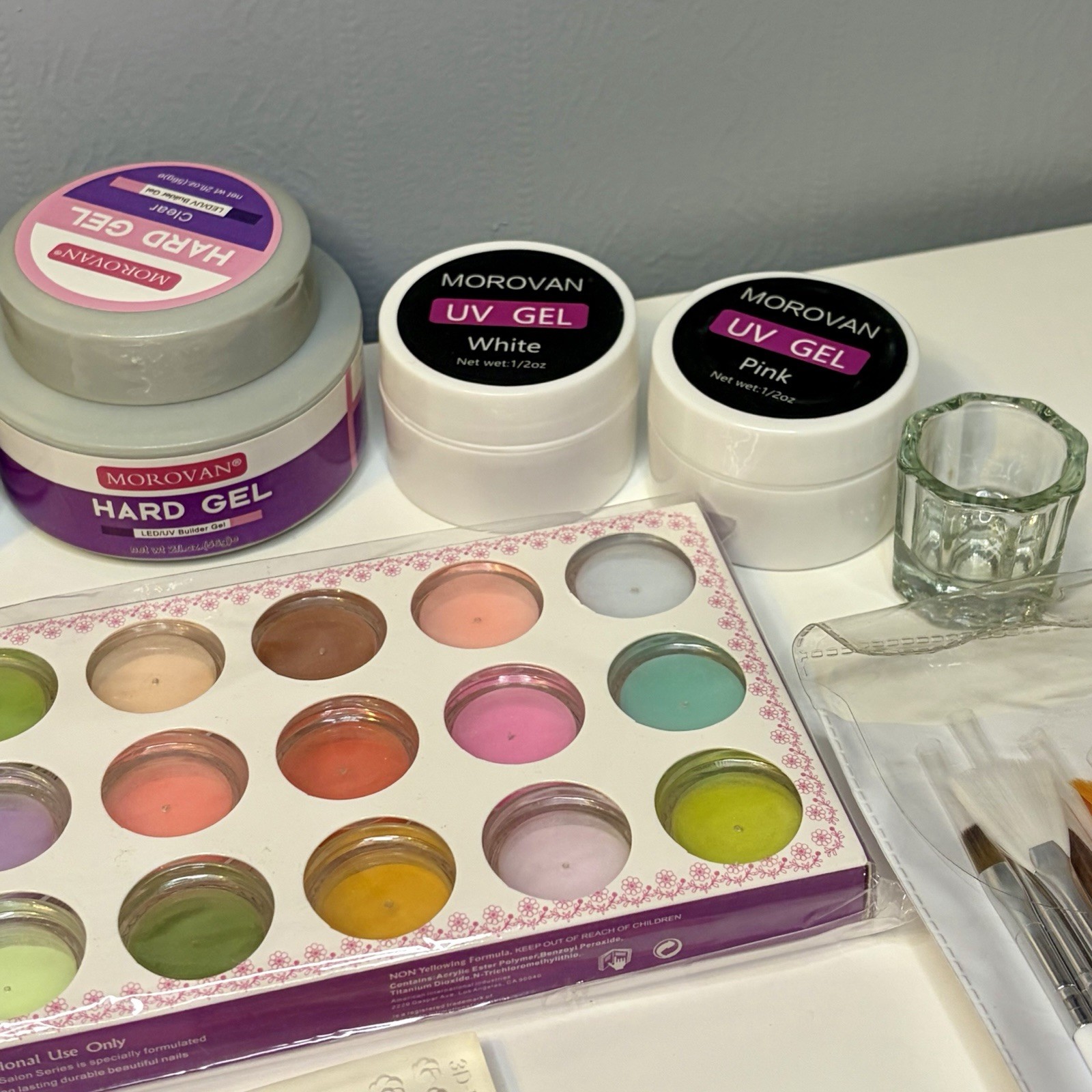 Morovan Professional Acrylic Nail Kit – Glitter Acrylic Powder 24 Piece Lot