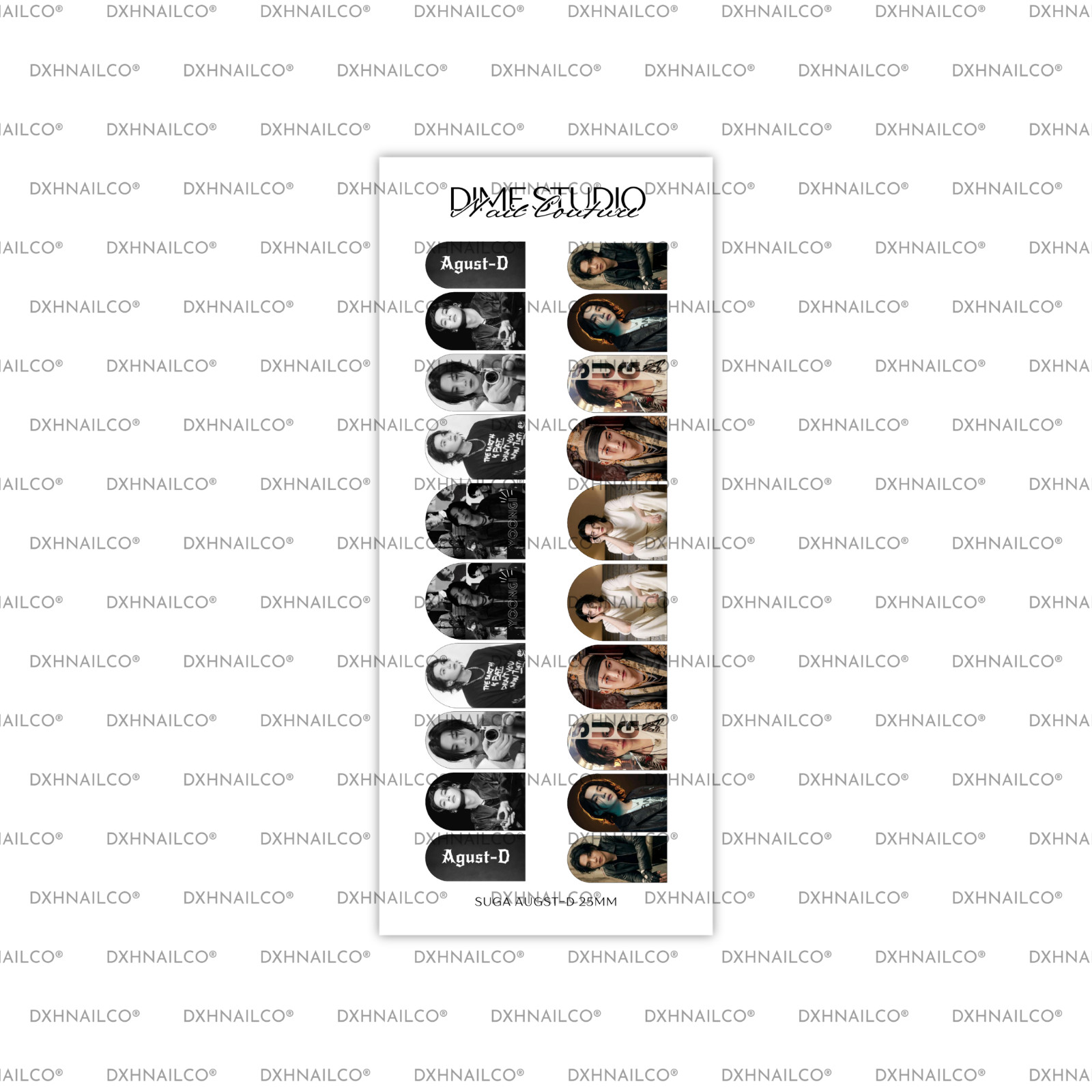 Yoongi Suga BTS Nail Decals Water Transfer Nail Wraps K-pop Nail Art