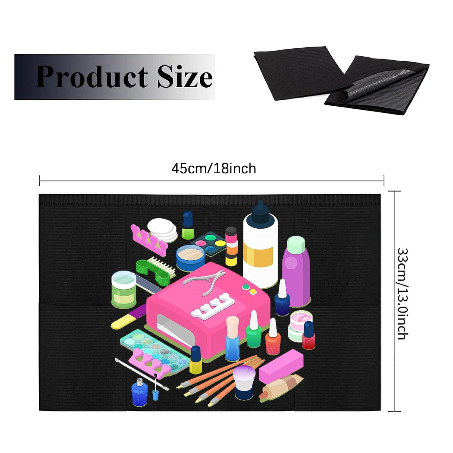 Nail Table Mats Disposable Nail Art Paper Towels,50PCS Black Waterproof 3 Ply Na