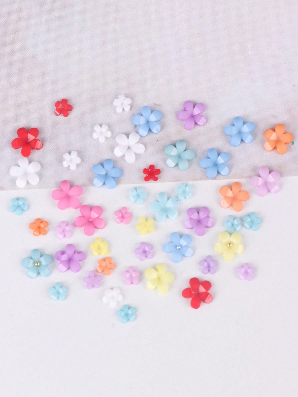 12 Grids 3D Acrylic Flower Nail Art Decoration, Mixed Size Colorful Flower Gold