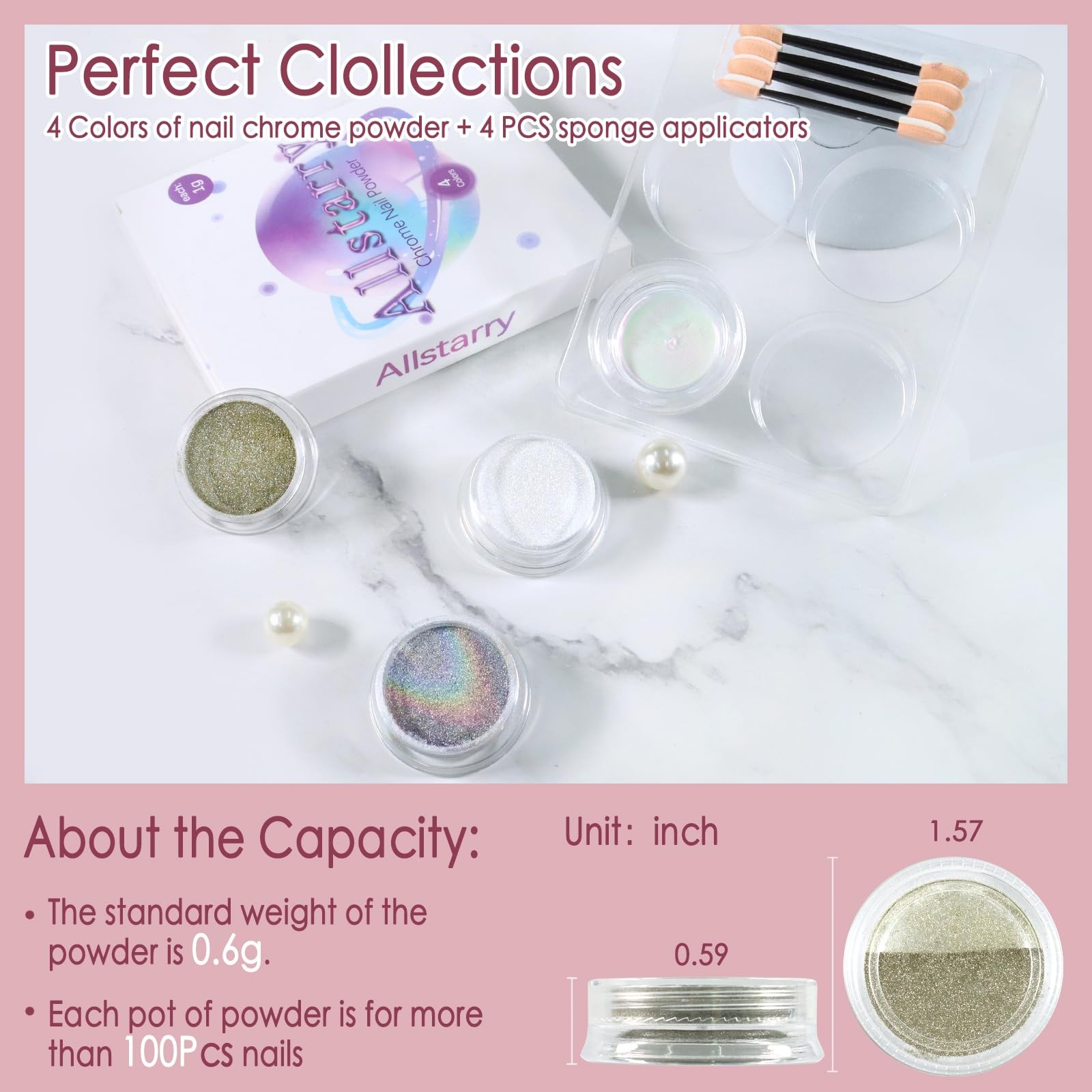Allstarry Chrome Nail Powder A-Moonlight Mermaid