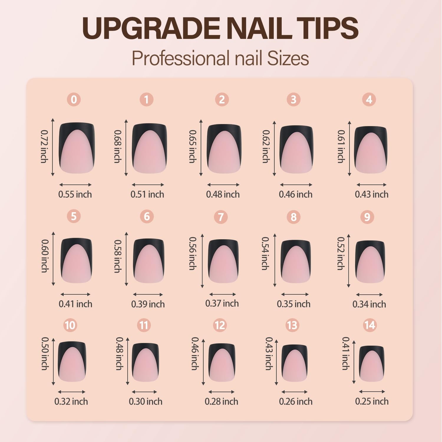 150Pcs Deep French Gel Nail Tips Pink, Black Short Square French Tips Press o…