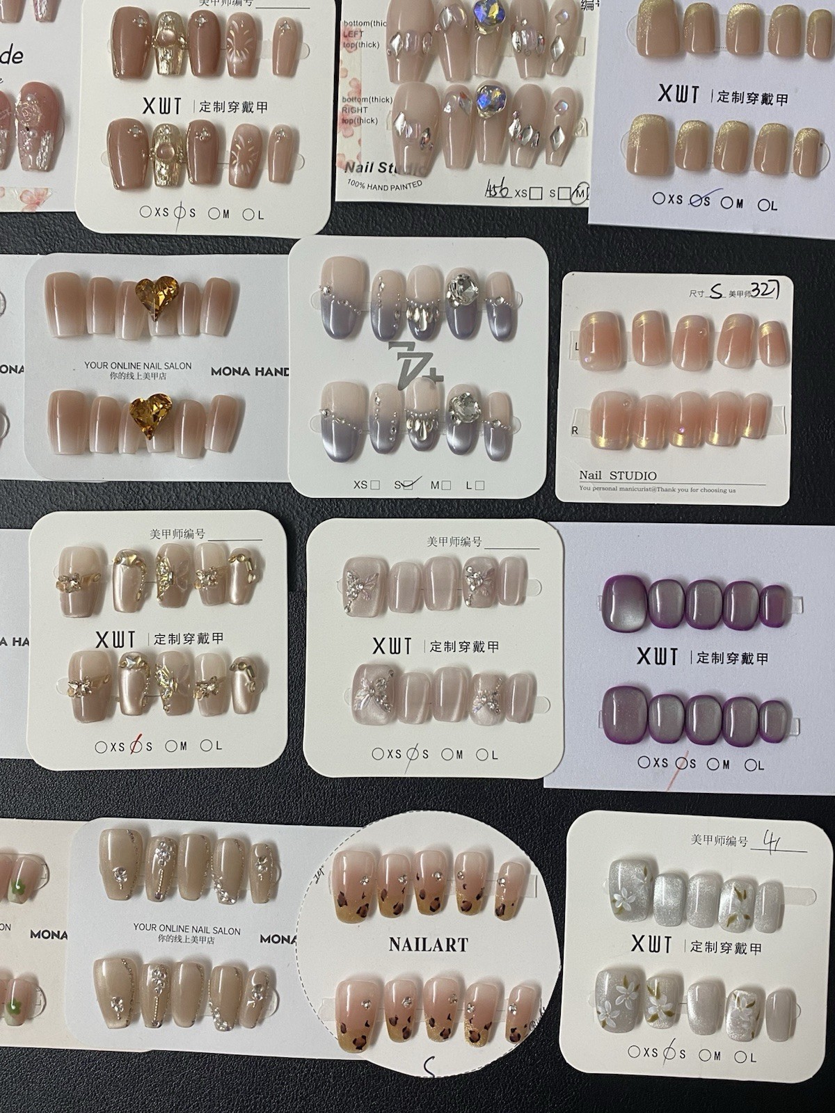 25 Pairs LOT-Handmade Press On Nails Reusable Fake Nails Full Cover Size S