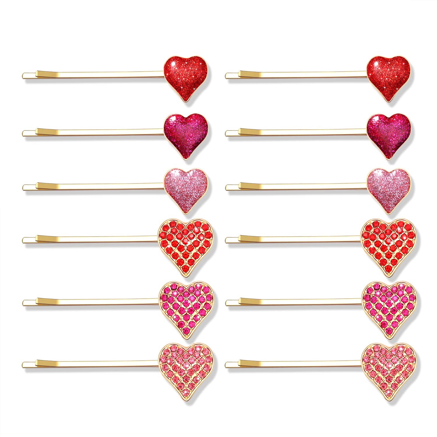 Boderier 12 Pack Valentine’s Day Heart 1 Count (Pack of 12), Red Fuchsia Pink