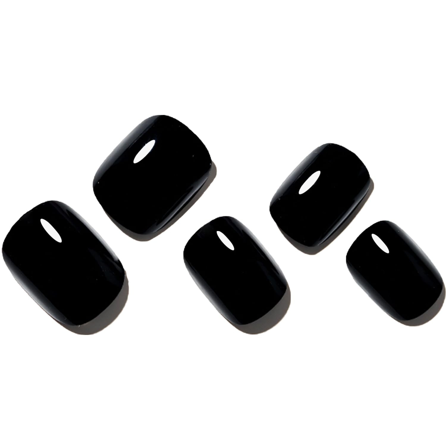 GLAMERMAID Black Extra Short Press on Nails, 24 Count (Pack of 1), Just