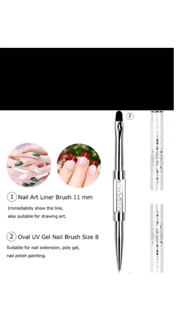 Double Ended Nail Builder Gel Brush, French Tip Brush Hard Gel for Nails