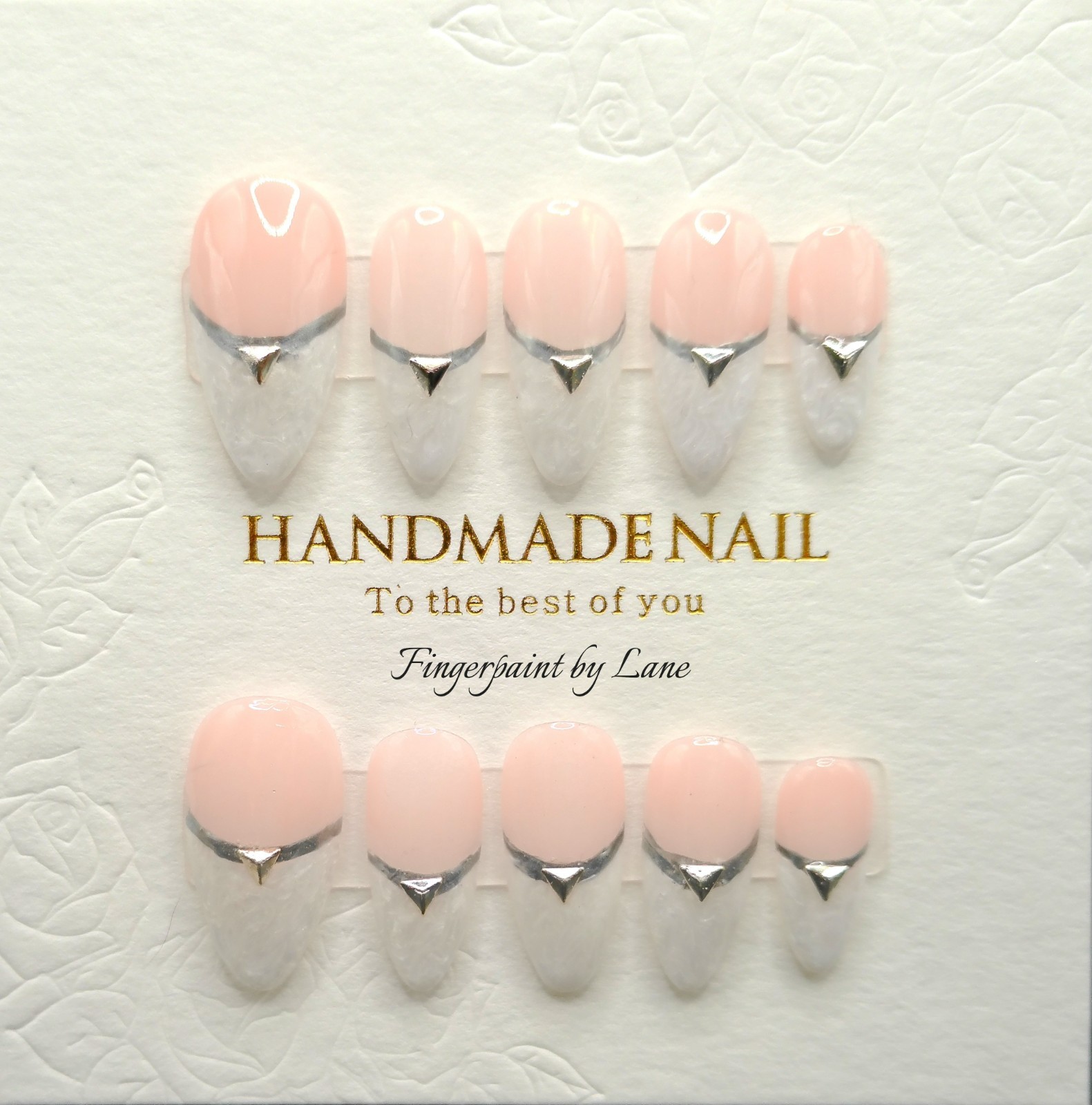 Short Almond White and Nude Press On Nails – Medium Size
