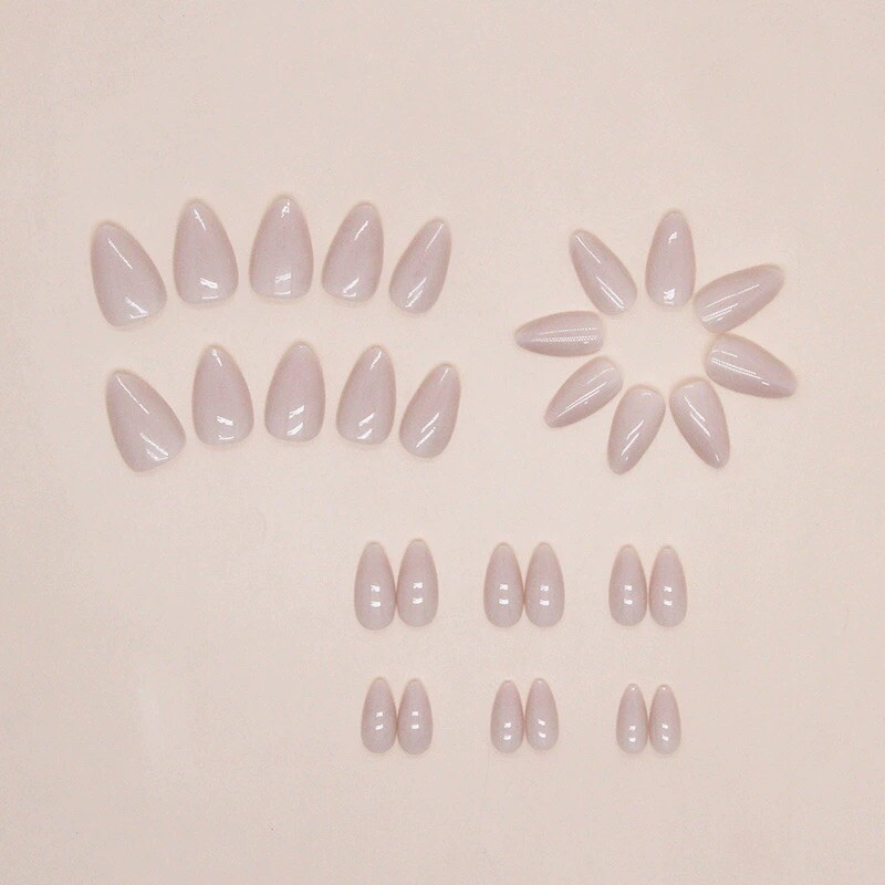Press On Nails Natural Pink Short Almond Soft Gel and Super Hold Glue