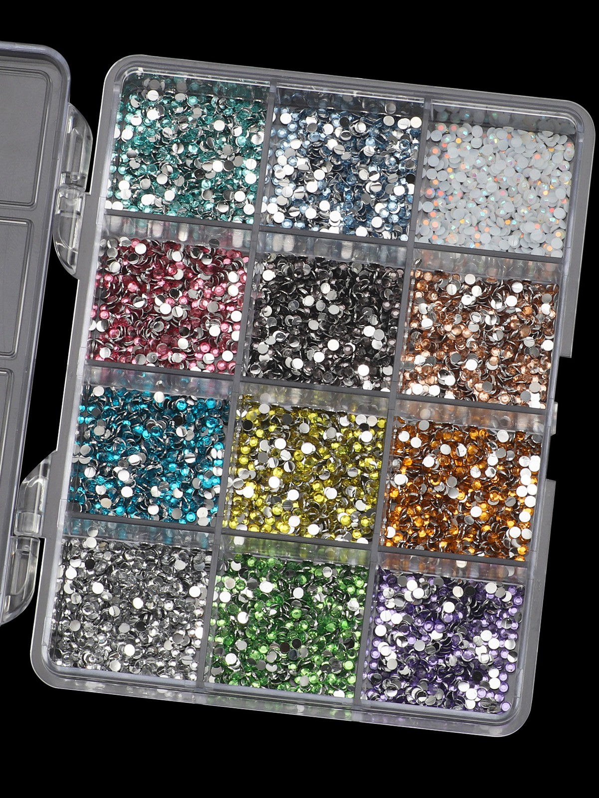 12 color acrylic nail diamond black 3D nails charm DIY nail art accessories resi