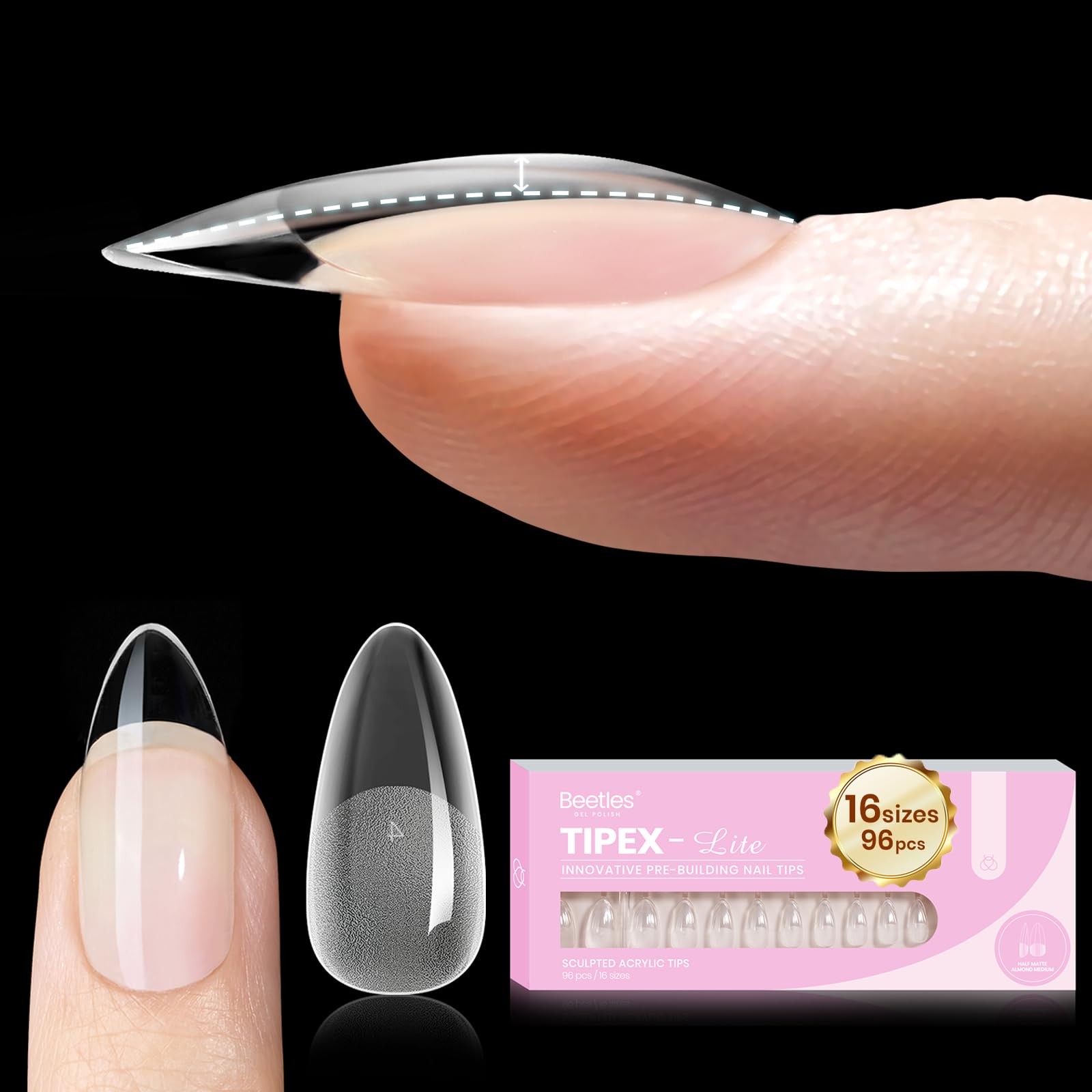 Beetles Tipex Lite Medium, 1 – Nails Only | Medium Almond | 96