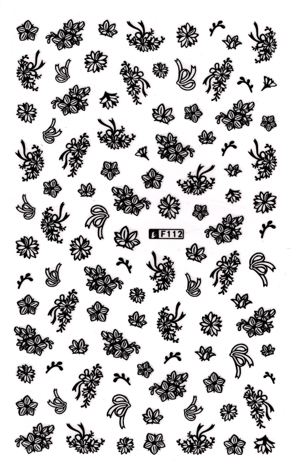 Nail Art 3D Decal Stickers beautiful black flower F112