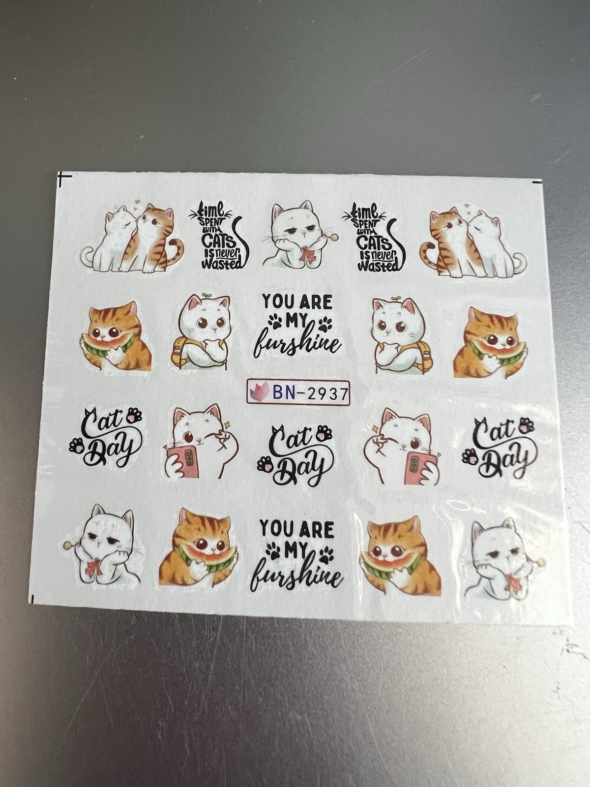 Cute Cat Nail Stickers Lovely Cat Nail Art 12 Pieces